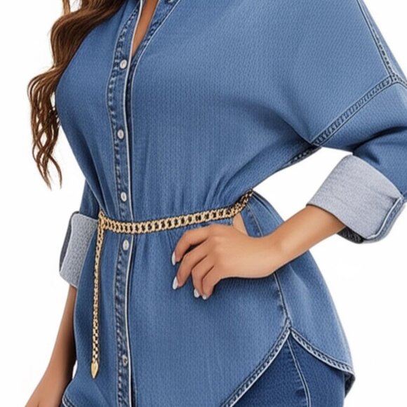 Gold Chain Link With Buckle Closure, Adjustable Fashion Waist Chain Size S M L - Picture 4 of 9